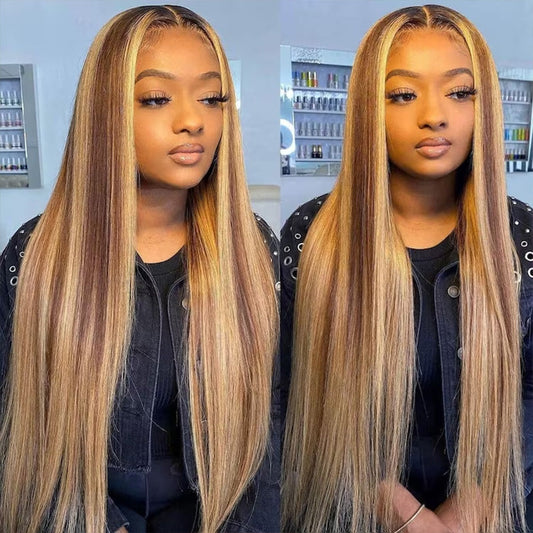 Glueless 5x5 4x4 Pre Cut Lace Wig P4/27 Highlight Straight HD Lace Closure Wig Beginner Friendly