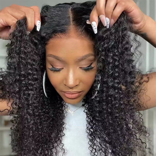 ALIGLOSSY Bye Bye Knots Pre Cut Wear Go Glueless Kinky Curly Wig 4x4 5x5 Curly Human Hair Wig With Pre-Pluck Beginner Friendly