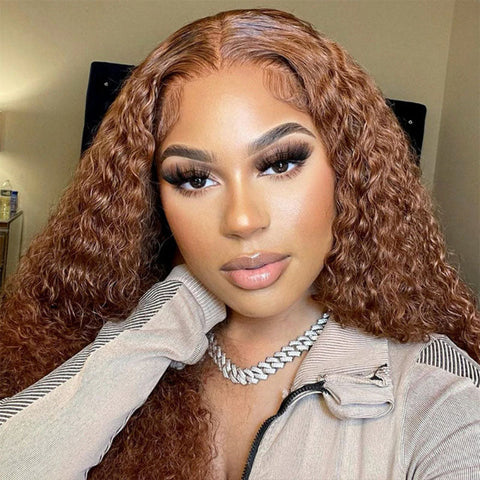 Bye Bye Knots Wear Go Glueless Chocolate Brown Deep Wave Lace Closure Wig 4x4 5x5 Pre Cut HD Transparent Curly Human Hair Lace Wigs Beginner Friendly