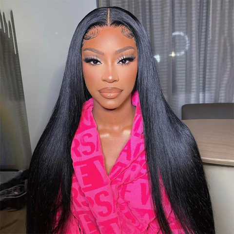 Pre Cut Glueless Straight Lace Front Wigs Pre Plucked HD Transparent Lace Closure Wigs Beginner Friendly