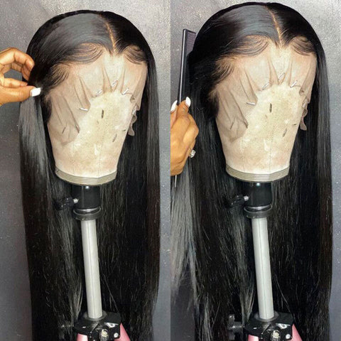 ALIGLOSSY 13x4 Glueless HD Transparent Straight Lace Front Hair Wigs