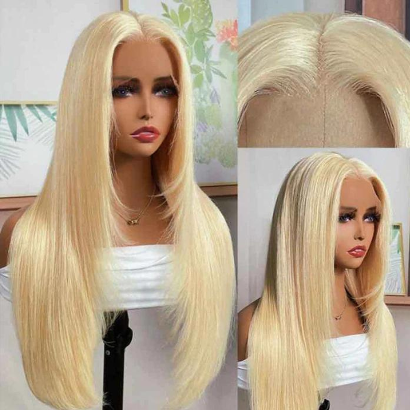 ALIGLOSSY Layered Wig 250% Density 613 Blonde 13x4 Transparent Lace Frontal Straight Hair Wigs