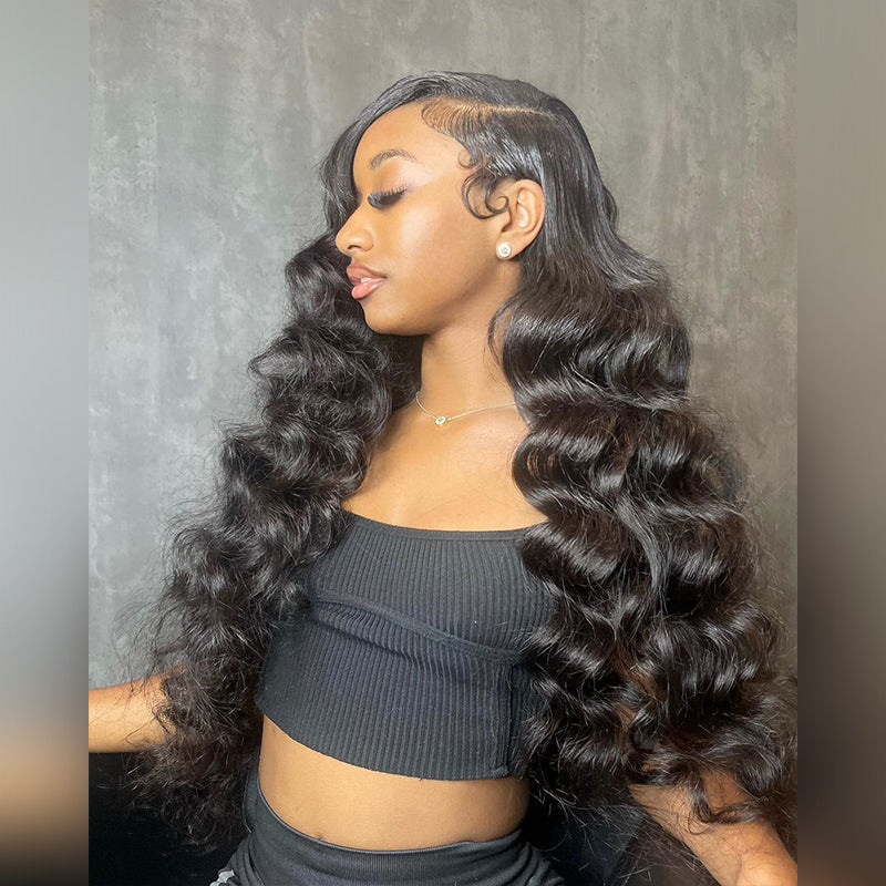 Aliglossy Wand Curls 13x4 Lace Front Loose Deep Wave Human Hair Wigs