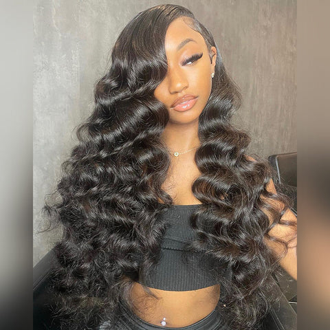 Wand Curls 13x4 Lace Front Loose Deep Wave Human Hair Wigs