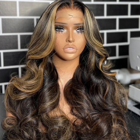 Aliglossy 250 Density Balayage Highlights 13x4 Lace Front Body Wave Virgin Human Hair Wigs