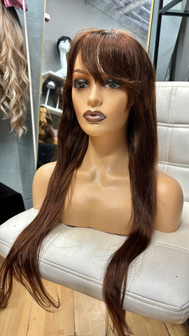 13*4 220 Density Chocolate Brown Straight Wig