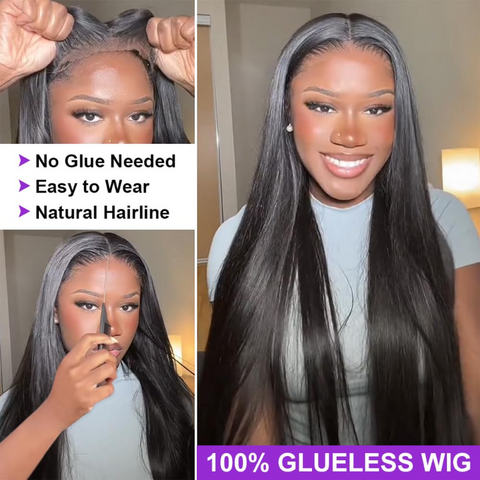 Pre Cut Glueless Straight Lace Front Wigs Pre Plucked HD Transparent Lace Closure Wigs Beginner Friendly