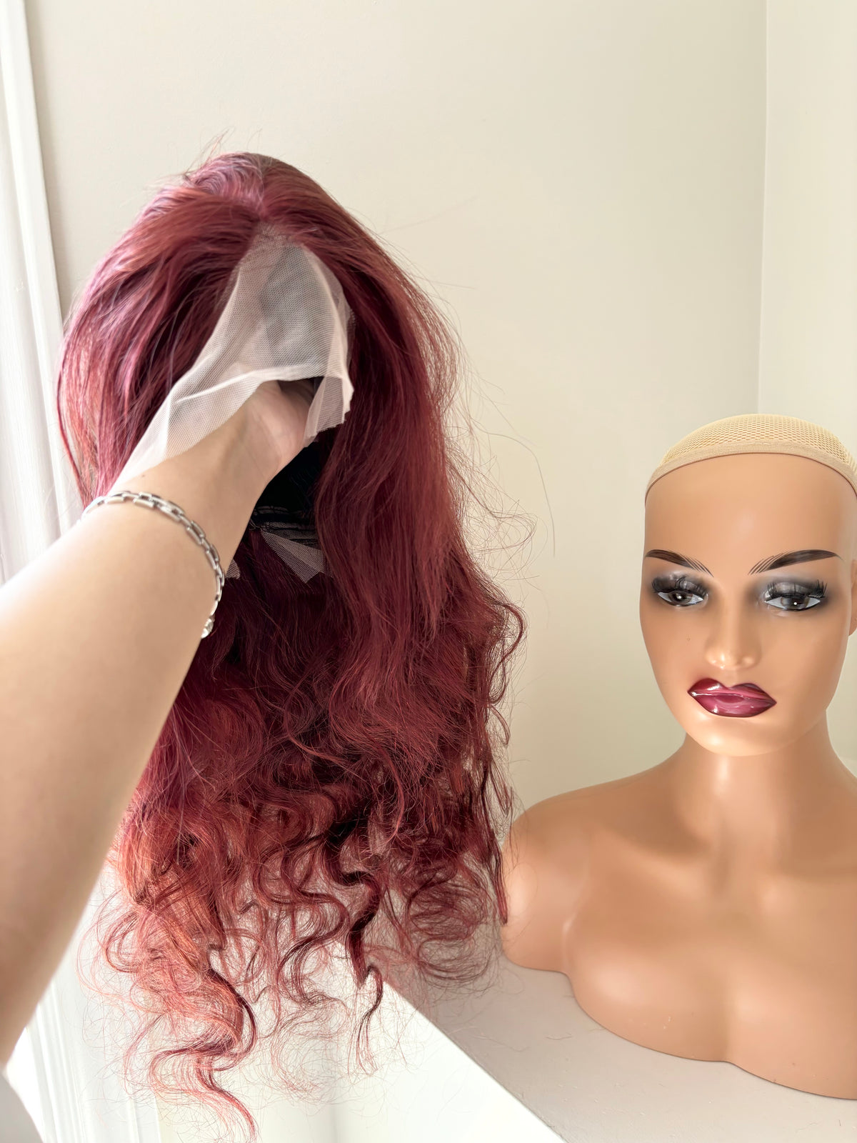 33# Reddish brown body wave wig human hair wig.