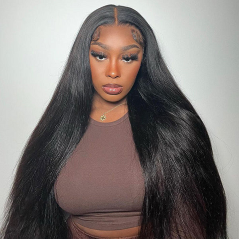 Pre Cut Glueless Straight Lace Front Wigs Pre Plucked HD Transparent Lace Closure Wigs Beginner Friendly