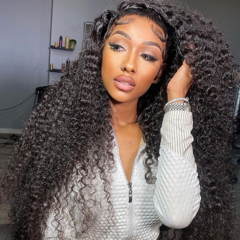 ALIGLOSSY 13 by 4 13 by 6 Transparent Lace Front Wig 13 * 4 13 * 6 Kinky Curly Human Hair Wigs