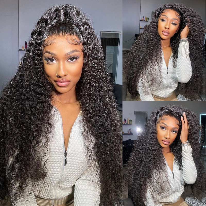 ALIGLOSSY 13 by 4 13 by 6 Transparent Lace Front Wig 13 * 4 13 * 6 Kinky Curly Human Hair Wigs