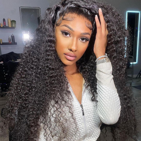 ALIGLOSSY 13 by 4 13 by 6 Transparent Lace Front Wig 13 * 4 13 * 6 Kinky Curly Human Hair Wigs