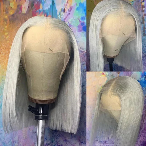 Sliver Grey Straight 13x4 Lace Front Brazilian 250% density