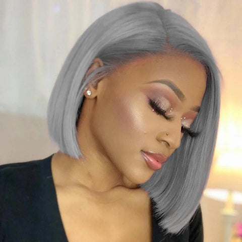 Sliver Grey Straight 13x4 Lace Front Brazilian 250% density