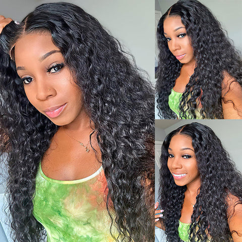 Pre Cut Glueless Water Wave Wig Wet And Wavy Curly Human Hair Wig With Pre-Pluck Beginner Friendly
