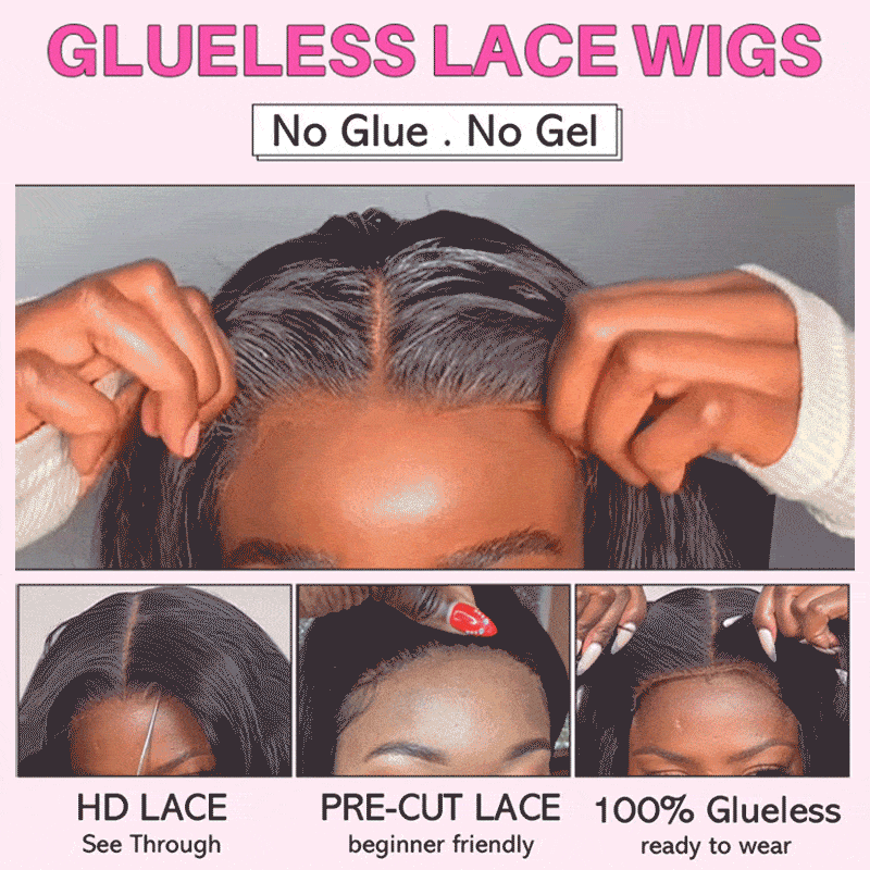 ALIGLOSSY Bye Bye Knots Glueless Wear Go 5x5 4x4 Glueless Lace Wig Pre Cut Lace Highlight Deep Wave  HD Lace Closure Wig Beginner Friendly