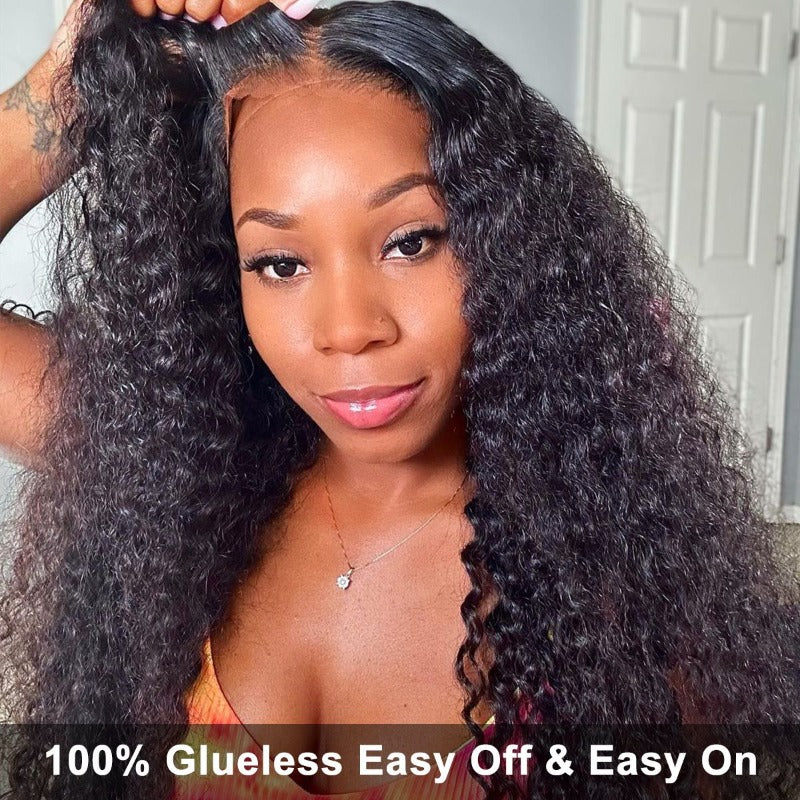 ALIGLOSSY Bye Bye Knots Wear And Go PRE CUT Glueless Deep Wave Wigs 4x4/5x5 HD Lace Closure Wig Human Hair Wigs Pre Plucked Beginner Friendly