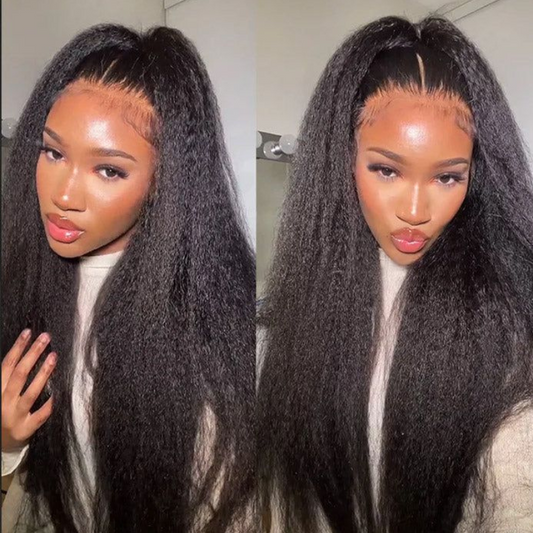 ALIGLOSSY 200% 250% Kinky Straight 13X4 Lace Frontal Wig HD Transparent Human Hair Wig