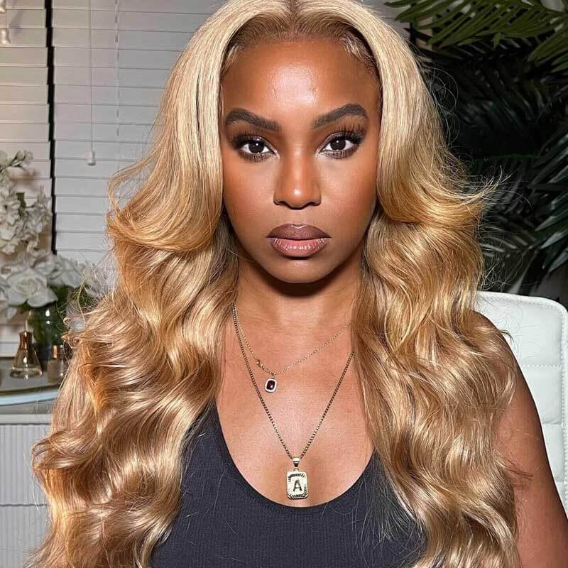 ALIGLOSSY Bye Bye Knots Pre Cut Wear Go Glueless Honey Blonde 4x4 5x5 Body Wave Closure Wig HD Transparent Human Hair Lace Wigs Beginner Friendly