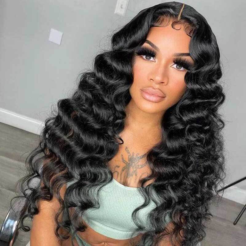 ALIGLOSSY Beginner Friendly Pre Cut Wear Go Glueless Loose Deep Wave Hair Wig