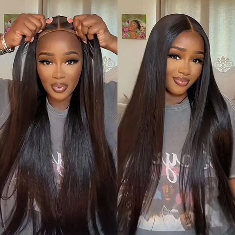 Pre Cut Glueless Straight Lace Front Wigs Pre Plucked HD Transparent Lace Closure Wigs Beginner Friendly