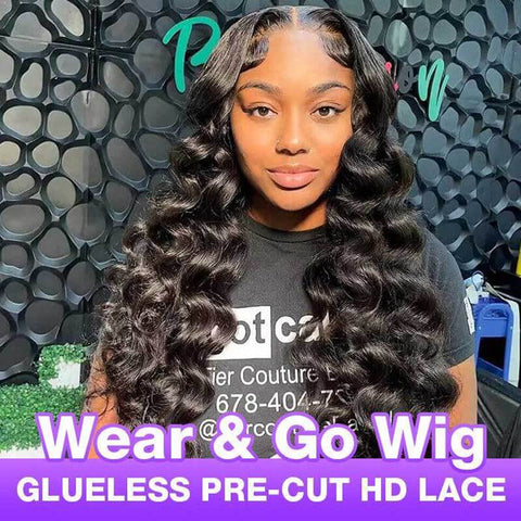 ALIGLOSSY Beginner Friendly Pre Cut Wear Go Glueless Loose Deep Wave Hair Wig