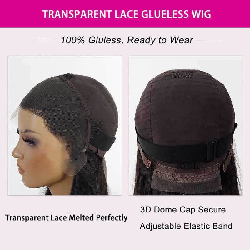 ALIGLOSSY 13x4 Glueless HD Transparent Straight Lace Front Hair Wigs