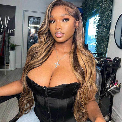 ALIGLOSSY Glueless P4/27 Highlights 13x4 Body Wave Lace Front Wig