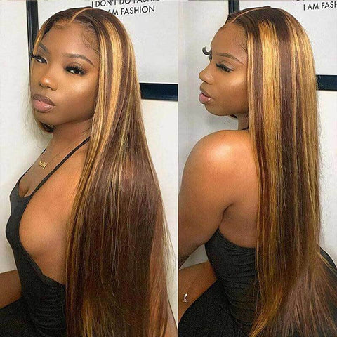 ALIGLOSSY Highlight Blonde P4/27 13x4 Glueless Straight Lace Front Wig