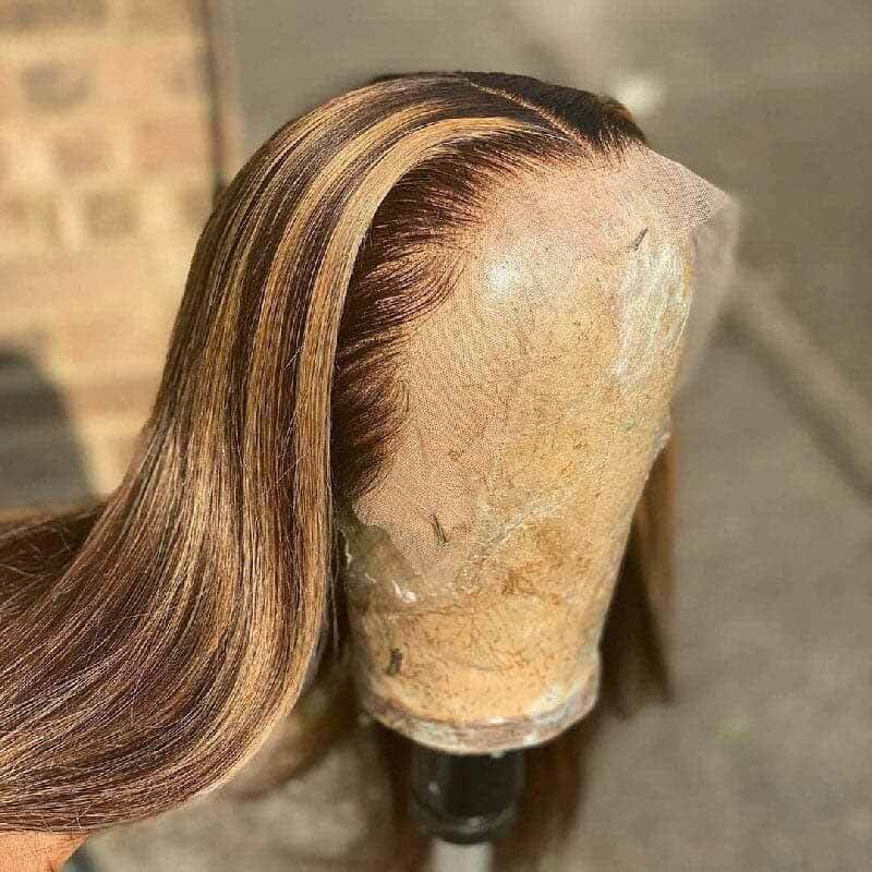 ALIGLOSSY Honey Blonde Highlight13x4 HD Transparent Lace Front Wig