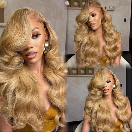 Aliglossy 250 Density Platinum Honey Blonde 13x4 Lace Frontal Human Hair  Body Wave Wig