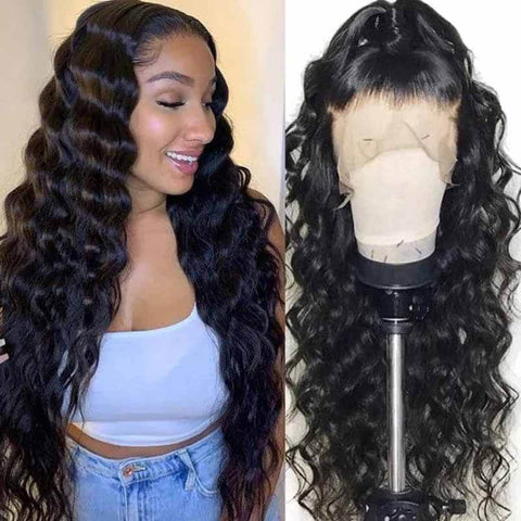 ALIGLOSSY 200% 250% Density Loose Wave 13x4 HD Transparent Lace Wig