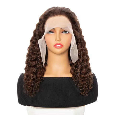 Brazilian Chocolate Brown Water Wave Lace Frontal Wig