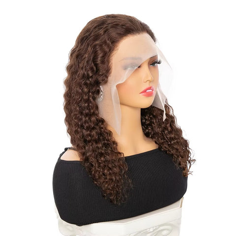 Brazilian Chocolate Brown Water Wave Lace Frontal Wig