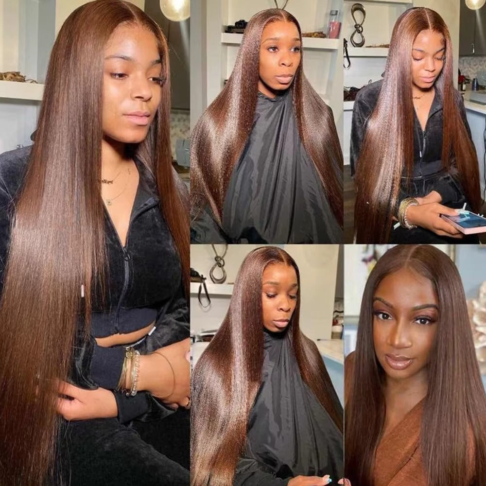 13*4 220 Density Chocolate Brown Straight Wig