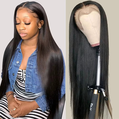 13*4 220 Density Black Straight Wig