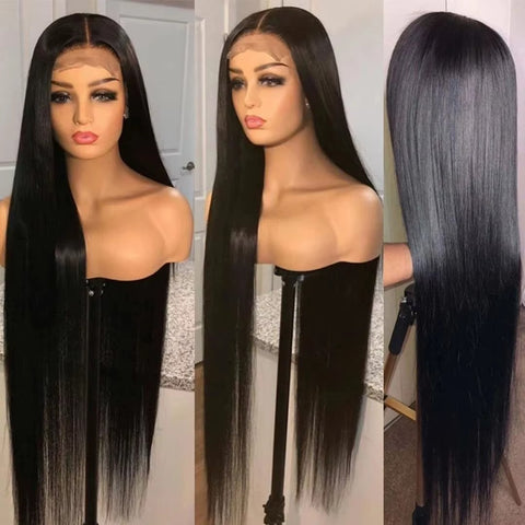 13*4 220 Density Black Straight Wig