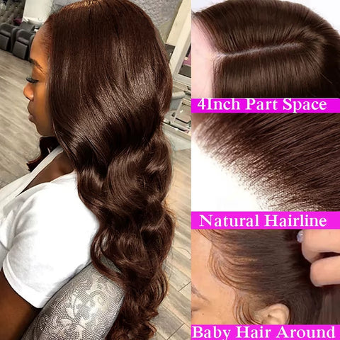 13*4 220 Density Chocolate Brown Lace Closure Frontal Wig