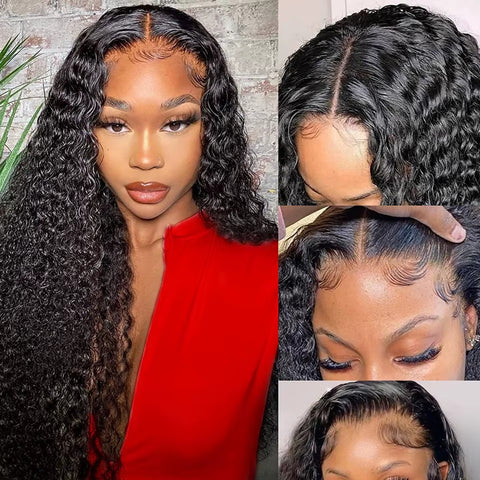 13*4 200 Density Water Wave Natural Black Lace Frontal Wig