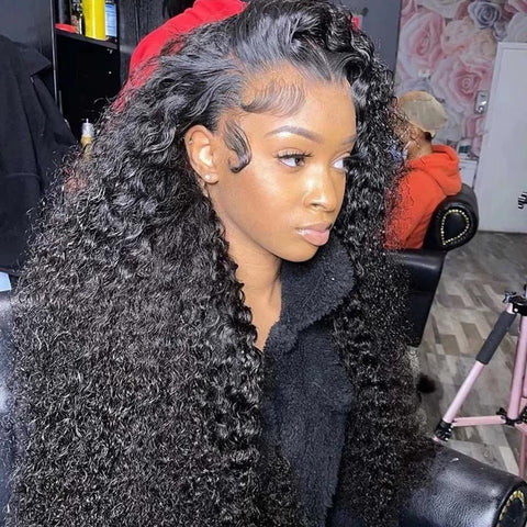 13*4 200 Density Water Wave Natural Black Lace Frontal Wig