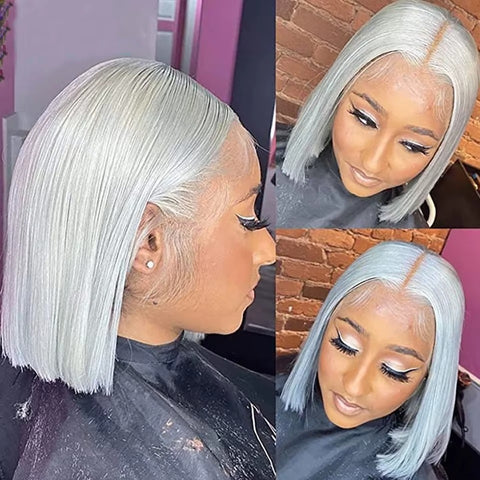 13*4 220 Density Sliver Grey Bone Straight Bob