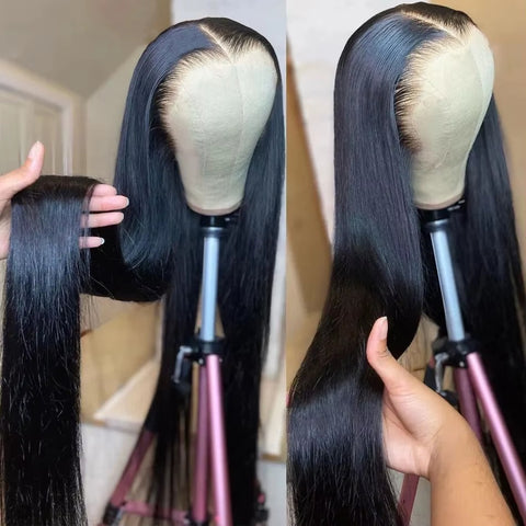 13*4 220 Density Black Straight Wig