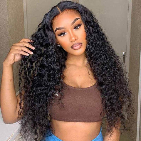 ALIGLOSSY 180 Density Pre Plucked 13x4 Water Wave Lace Front Wigs