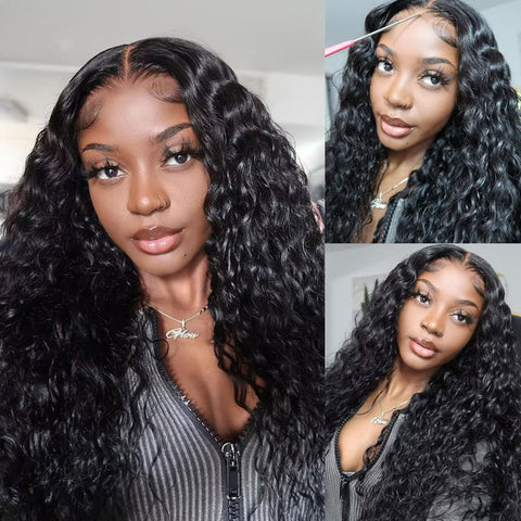 Pre Cut Glueless Water Wave Wig Wet And Wavy Curly Human Hair Wig With Pre-Pluck Beginner Friendly