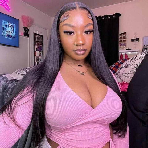 ALIGLOSSY Pre-Plucked 13x4 HD Transparent Straight Lace Frontal Wigs